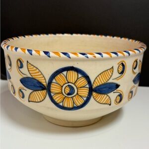 Chacón Talavera Blue and Orange Floral Design Bowl